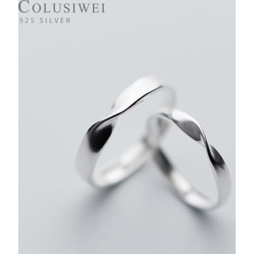 COLUSIWEI Pure 925 Sterling Silver Romantic Rope Knot Couple Ring for Men Women Geometric Lover Rings Fashion Jewelry Bijoux