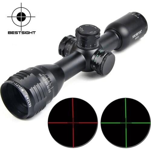 SHOOTER 6X32 Short Optical Scopes With Red And Green Illuminated 1inchTube Mil-dot Reticle Riflescopes For Hunting Chasse