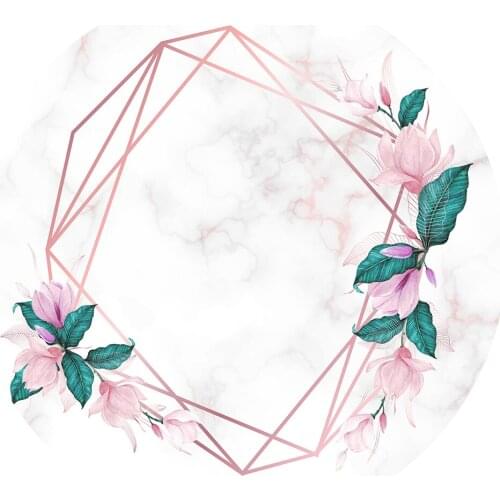 Round circle background marble and flower backdrop baby shower birthday wedding Party decor table Covers YY-532