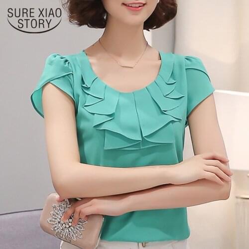 Summer 2021 new fashion women tops Short sleeved chiffon women clothing Korean elegant blouse loose female shirt 861C 25