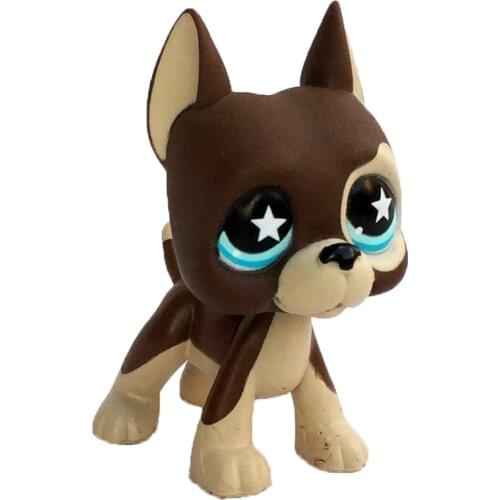 LPS CAT Real dark brown great dane dog #817 rare pet shop toys star blue eyes cute animal figure toys for kids