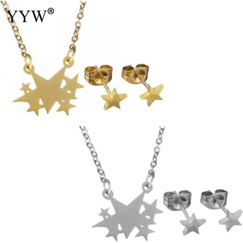 Fashion Jewelry Set Star Earring Sets Necklace For Women Jewelry Sets For Christmas Gift Jewelry Accessories Silver/Color Gold