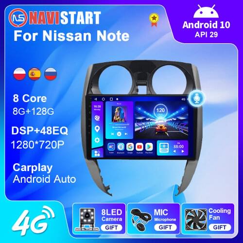 6G+128G Android 10 Car Radio Stereo For Nissan Note 2012-2019 GPS Navigation USB Android Auto 4G WIFI Camera Carplay DVD Player