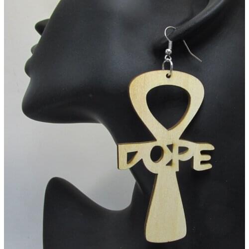 Unfinished Ankh Dope Wood Earrings