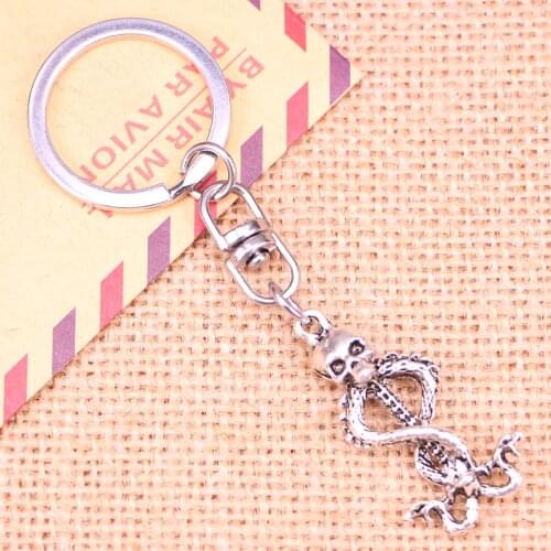 New Fashion Keychain 37*20 mm skull skeleton wand Pendants DIY Men Jewelry Car Key Chain Ring Holder Souvenir For Gift