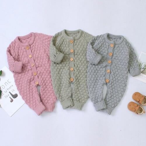Autumn Winter Infant Baby Girl Boy Warm Clothes Knitted Sweater Romper Overall Outfit Clothing