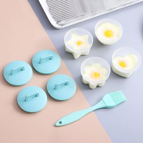 5Pcs/set Egg Steamer With Oil Brush Star Heart Shaped kitchen Gadgets And AccessoriesIce For Baby Food Ice Cream Mold Egg Tools