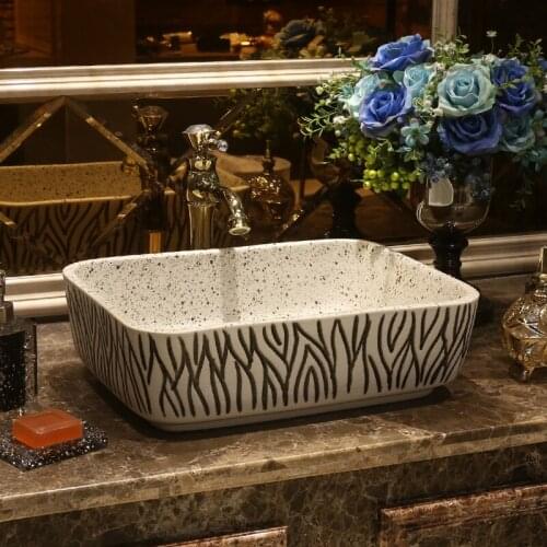 Rectangular Ceramic Washbasin Art Antique Basin Household ceramic Wash basin bathroom sink