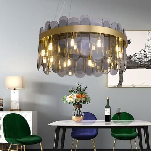 ABNT Luxury Modern Chandelier Lighting For Living Room Home Decor Round Glass Light fixtures New Luxury Led Hanging Lamps