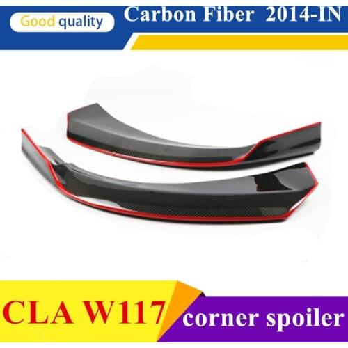 W117 Front Bumper Lip Spoiler Carbon Fiber Corner Spoiler Cup Splitter Fits Mercedes CLA 200 CLA180 CLA250 CLA45 AMG 2014 2015