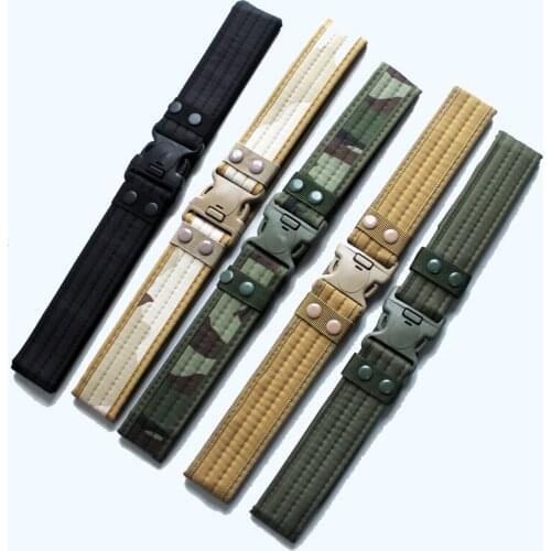Tactical Military Canvas Belt Men Outdoor Army Practical Camouflage Waistband with Plastic Buckle Military Training Equipment