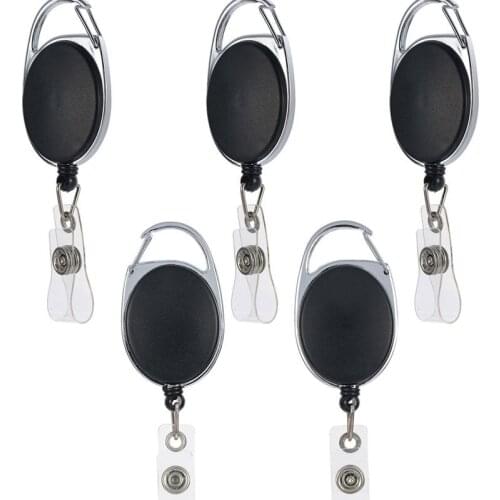 Black Tactical Keychain Holder Retractable Key Ring Student Worker Id Card Holder Badge Reel Clip Office School Accessories