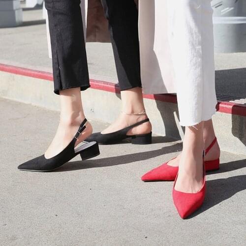 Womens Shoes Suede High Heels Pointed Toe Shallow Mouth Thick High Heels Pumps Ladies Party High Heels Size 31-42