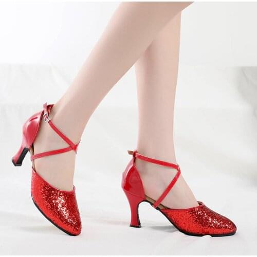 Dance shoes women selling Brand Modern Dance Shoes Salsa Ballroom Tango Latin Shoes For Girls Ladies Women Rubber and soft soles