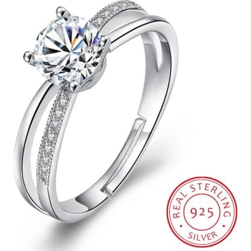 925 Sterling Silver Wedding Ring For Women Cross Zirconia Luxury Opening Ring anel de prata Valentines Day Present S-R131