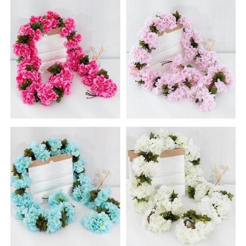 1pcs Artificial Cherry Blossom Flower Vines Hanging Silk Flowers Garland for Wedding Party Home Decor Japanese Kawaii Decor
