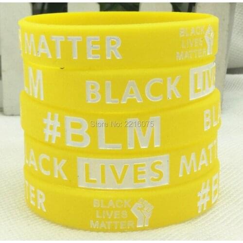 100pcs Yellow Black lives matter #BLM wristband silicone bracelets free shipping by ePacket