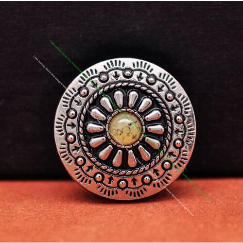 10X Southwest Tribal Silver Flower Beige Turquoise Leathercraft Luggage Bag Accessories Clothes Coat Sewing Concho Button