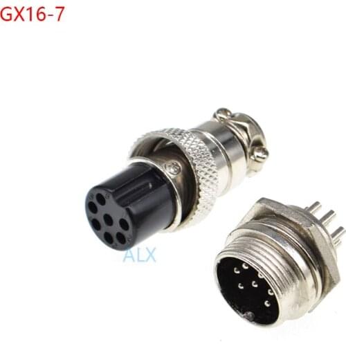 2SET GX16-7 aviation plug socket Circular connector 16mm Diameter GX16 7PIN Male Female Wire Panel Connector Circular Screw Type