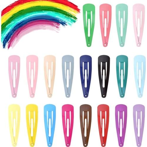 20pcs Girls Snap Hair Clips for Children Baby Hair Accessories Women Hairpins Barrettes Clip Pins Solid Color Metal Hairgrip 5cm