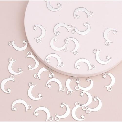 50pcs 16x11mm Small Moon Stars Pendants for DIY Making Bracelets Necklaces Metal Alloy Jewelry Accessorries Handmade Finding