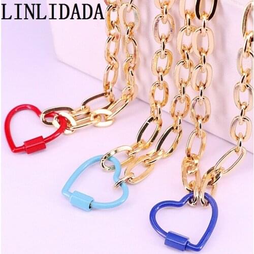 6Pcs New Mix Color Enamel heart clasp necklace,plated clasp component,2020 popular necklace