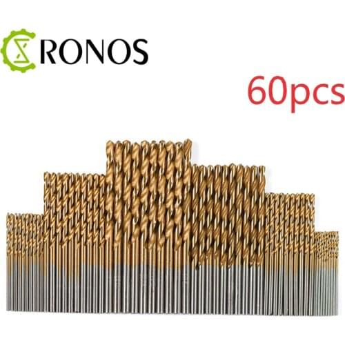 60Pcs High-speed Steel Twist Drill, Titanium-Plated Straight Shank Drill Bit Combination Set Engraver Tools 1.0-3.5mm