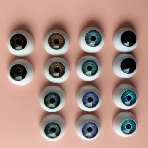 7 Pairs of 12mm Acrylic Doll Eyes Childrens Blue Purple Eyeball Doll Accessories Semi-circular Hollow Back Fake Eyes Eyeballs