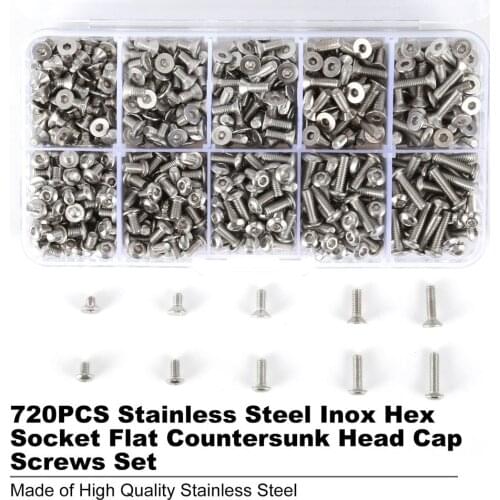 720Pcs M3 Cross Flat Head Self Tapping Screw Assortment Kit Wood Thread Nail Screw Sets DIY Countersunk Head Smal Scres