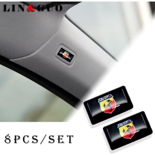 8pcs Car styling Steering wheel 3D small Emblem Sticker Wheel Decal Fit for fiat punto abarth 500 stilo ducato Car accessories