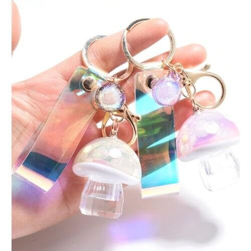 Creative Fashion Colorful with Light Mushroom Charm Keychain Fun Personality Wild Pendant Key Chain Couple Gift Cute Keychain