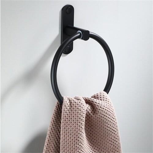 Bathroom Towel Holder Wall-Mounted No Punching/screw Installation Round Towel Rings Towel Rack Hanger Bathroom Accessories
