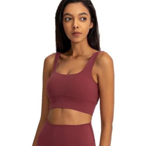 Women Sexy U Collar High Strength Shockproof Sports Bra Workout Quick Dry Female Sport Crop Top Fitness Running Gather Gym Bra