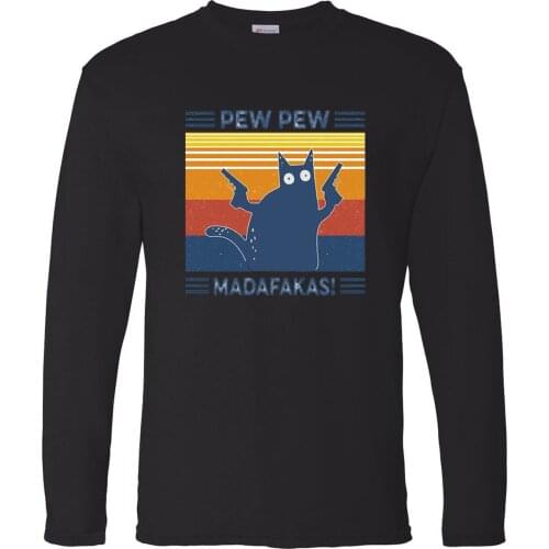Cat Pew Madafakas Round Neck Tops Long Sleeve Tee Hip Hop Mans Autumn T-shirt Camiseta Streetwear Karate Kid T Shirt T-Shirts