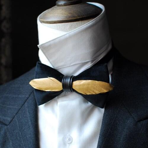 Free Shipping New male fashion man mens High quality gold wing velvet wedding host bow tie Western European PARTY gift