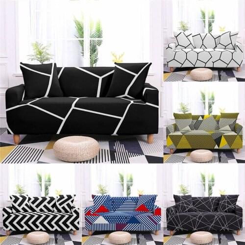 Geometry Plaid Elastic Sofa Cover For Living Room Adjustable sofas Chaise Covers Lounge Sectional Couch Corner Sofa Slipcover
