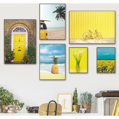 Coconut Tree Pineapple Daisy Sunflower Wall Art Canvas Painting Nordic Posters And Prints Wall Pictures For Living Room Decor
