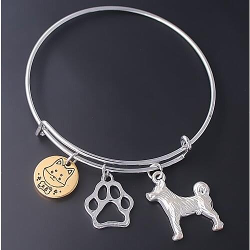 Chinese Zodiac Dog Year Jewelry New Trendy Paw Print Dog Animal Bangles For Animal Lovers Girl Women Gift