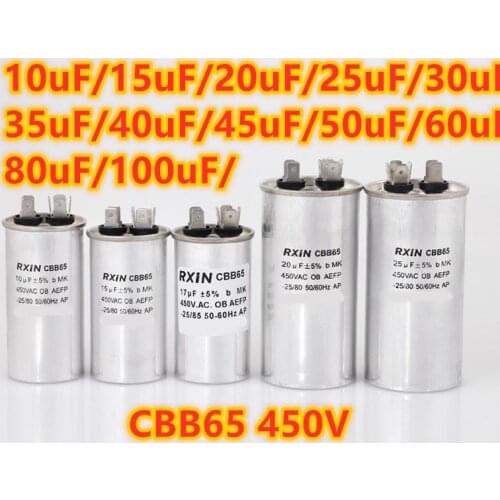 450V AC Motor Capacitor Air Conditioner Compressor Start Capacitor CBB65 15uF 20uF 25uF 30uF 35uF 40uF 45uF 50uF Air conditionin