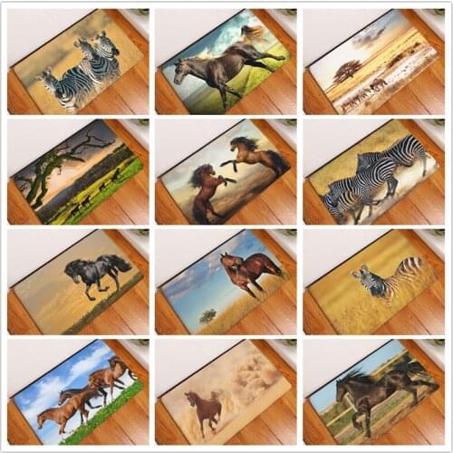 New High Quality Anti-Slip Carpets Clear Majestic Horse Print Mats Bathroom Floor Kitchen Rugs 40x60cm