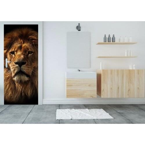 Creative 3D Lion Custom Wall Art Door Mural Wallpaper mural Wall Print Decal Wall Deco Wall Mural Photo self adhesive door wrap