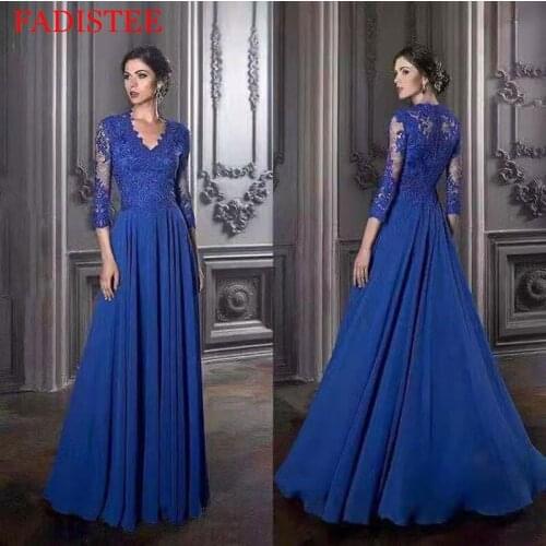 Lace Appliques V-neck Prom Party Evening Dresses Vestido De Noiva Sereia Gown Robe De Soiree Chiffon long gown