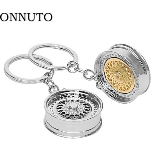 Mini Wheel Rim Model Keychain 3D Miniature BBS Key Ring Car Keyring Keyfob Metal Tyre Chain Interior Creative Accessories Gift
