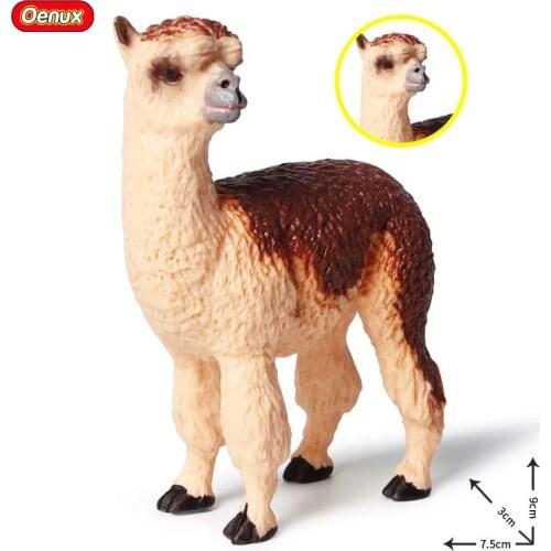 7.5*3*9CM simulation wild animal solid static model ram alpaca grass mud horse plastic childrens toy figure decoration