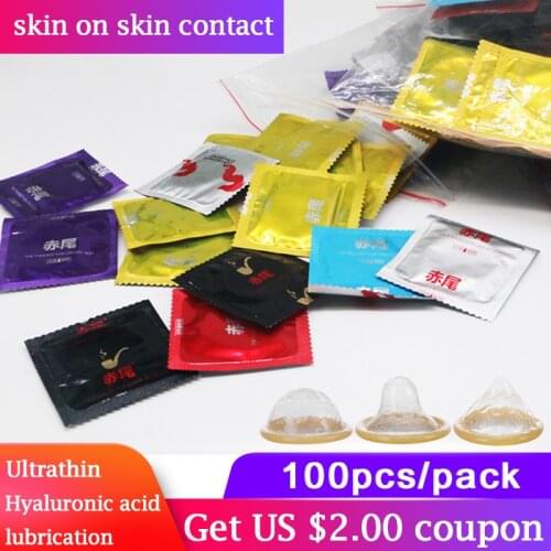 Lubricated Condom Natural Latex 100 Pcs/Pack Ultra Thin condoms for men delay ejaculation Safer Contraception For Male adult