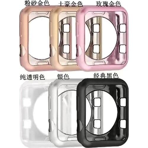 Plating Soft Silicone Case for Apple Watch Series 3/2/1 Cover for iWatch Protective Cover TPU Shell 42mm 38mm Band