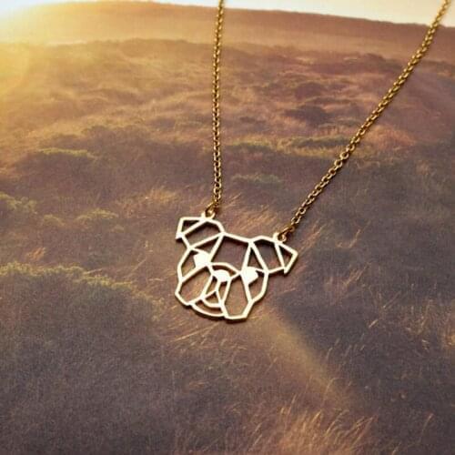 New Trendy Gold Silver Bulldog Origami Necklace Animal Pendant Hunger Games Necklace Women Best Friend