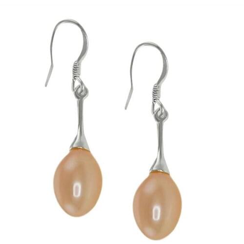 New Arrival Favorite Pearl Earrings S925 Sterling Silver Dangle Earring 9-10mm Rice Freshwater Pearl Fine Jewelry Perfect Gift