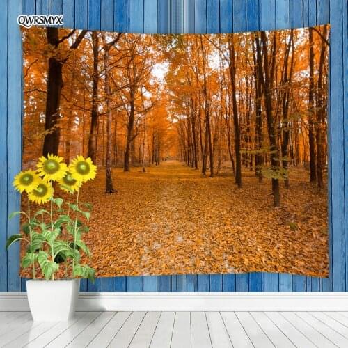 Autumn Orange Maple Forest Tapestry Wall Hanging Natural Scenery Living Room Bedroom Dorm Decor Tapestries Home Art Adornment