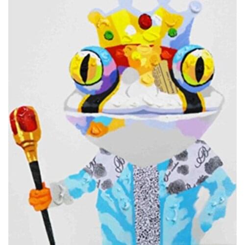 Knife Palette Canvas Paintings Hand Painted Abstract Animals Oil Painting on Canvas Handmade Wall Artwork Frog with rose Decor